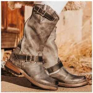 Freebird by Steven CROSBY Moto Biker Boots Brown Leather Rare Women's Size 8